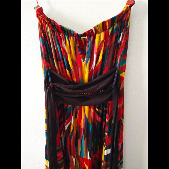 Costa Blanca Vibrant Multicoloured Strapless Maxi Dress - Picture 1 of 9